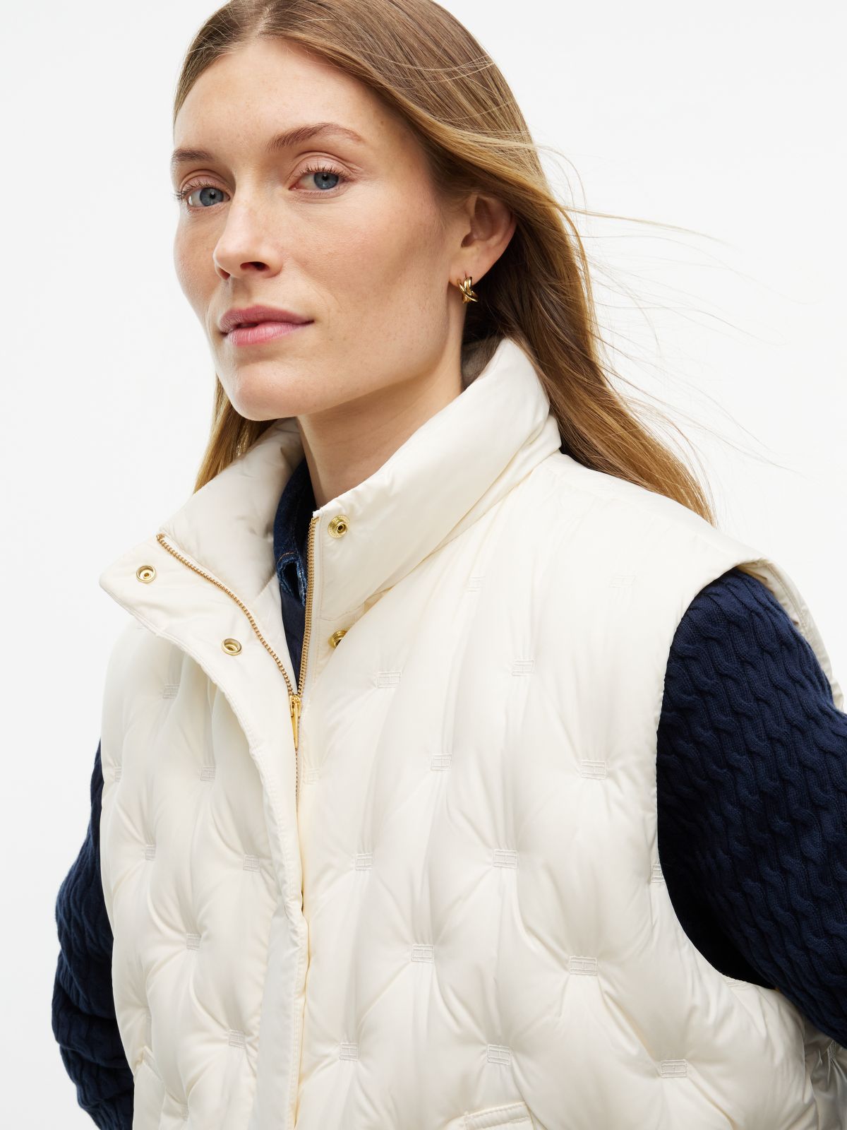 Flag Down Lightweight Quilted Gilet — White