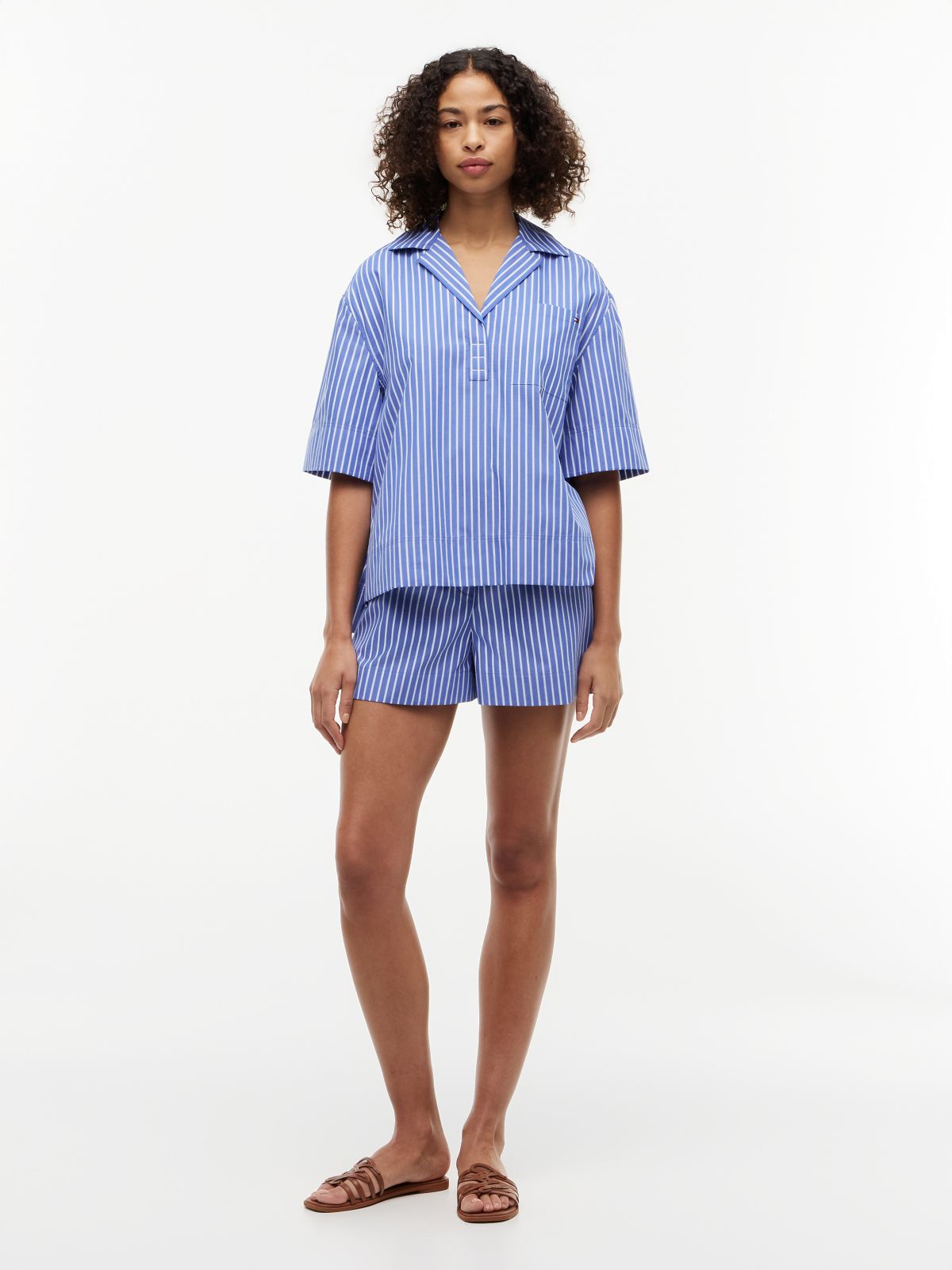 Relaxed Fit Poplin Short Sleeve Shirt — Multi
