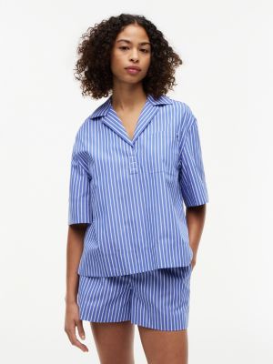 chemise en popeline à manches courtes multi pour femmes tommy hilfiger