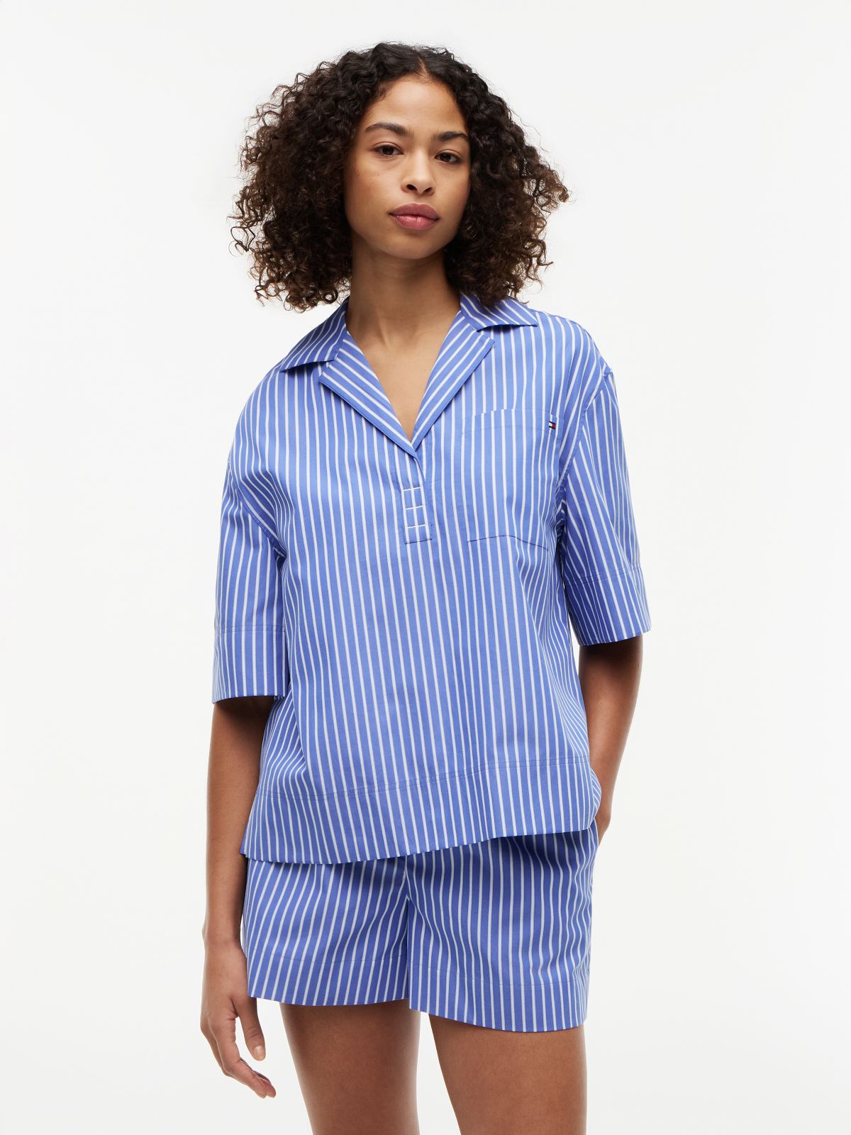 Relaxed Fit Poplin Short Sleeve Shirt — Multi