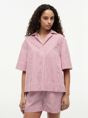 camicia relaxed fit in popeline white da donne tommy hilfiger