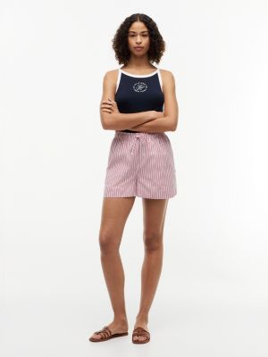multi poplin relaxed pull-on shorts for women tommy hilfiger