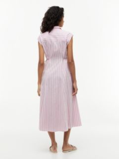 Tie Detail Cap Sleeve Midi Shirt Dress — Pink 4