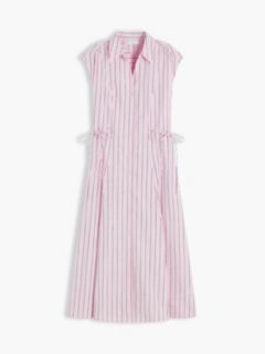 Tie Detail Cap Sleeve Midi Shirt Dress — Pink 5