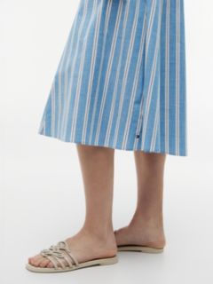 Tie Detail Cap Sleeve Midi Shirt Dress — Blue 3