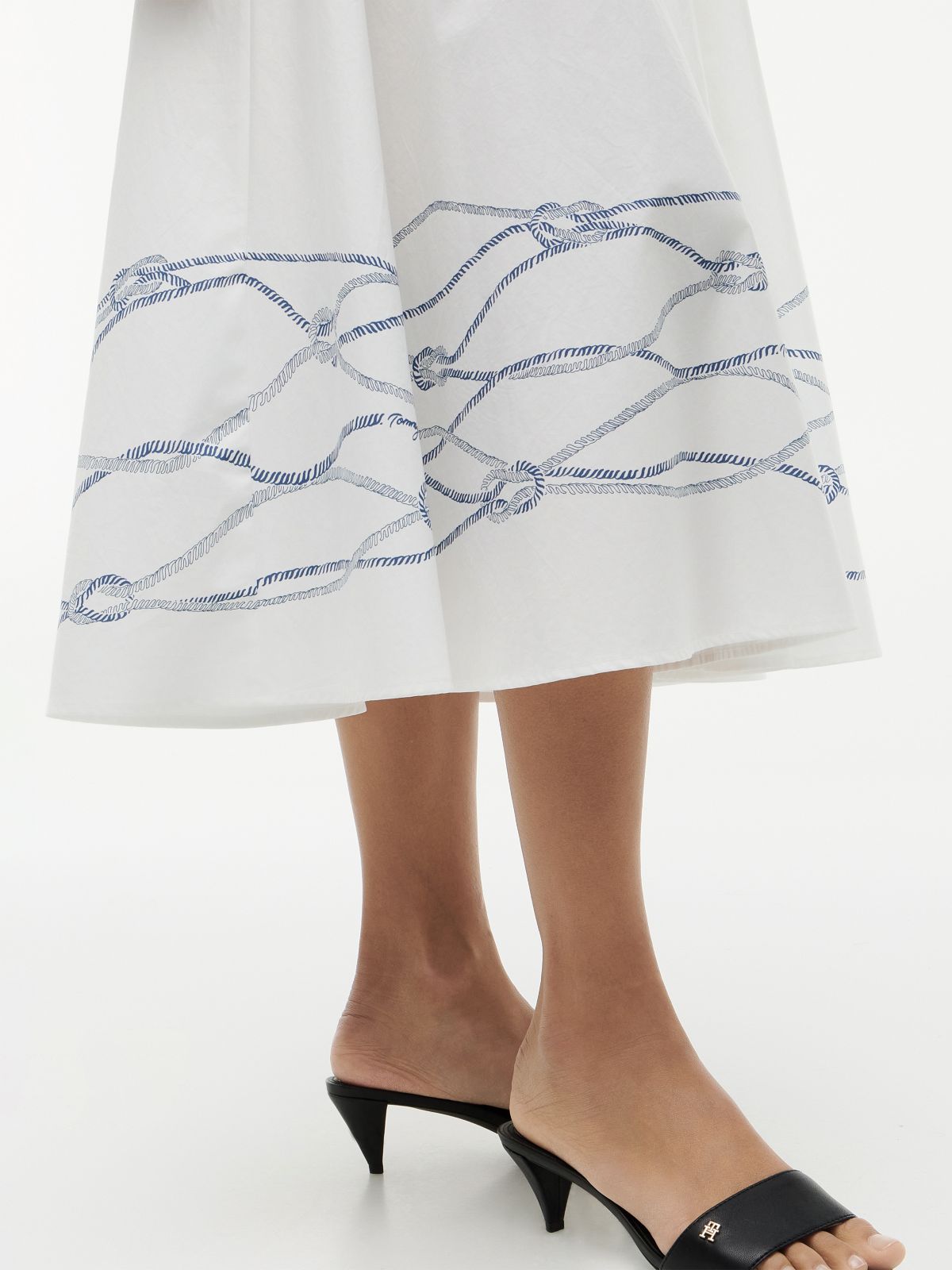 Fit And Flare Poplin Midi Shirt Dress — White