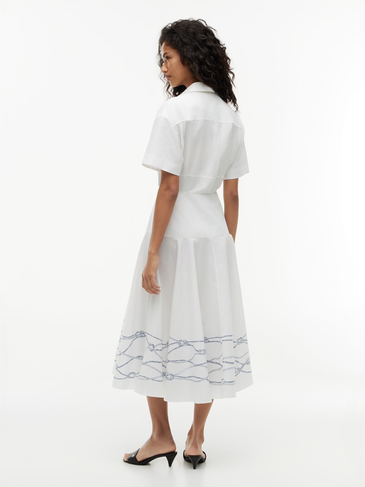 Fit And Flare Poplin Midi Shirt Dress — White