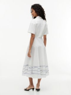 Fit And Flare Poplin Midi Shirt Dress — White 4