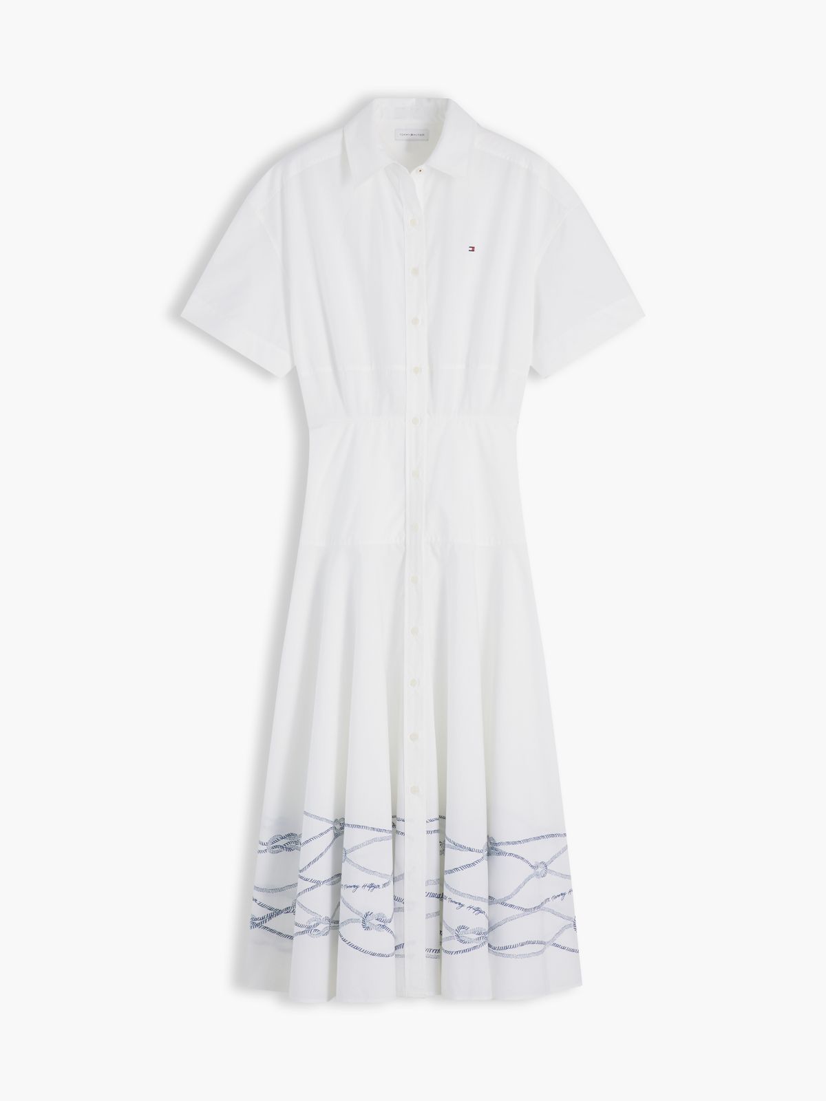 Fit And Flare Poplin Midi Shirt Dress — White