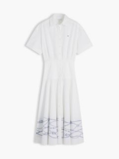 Fit And Flare Poplin Midi Shirt Dress — White 5