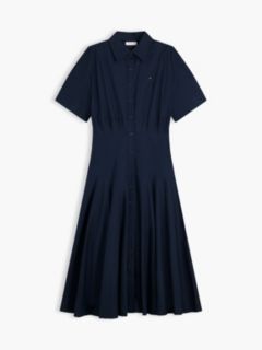 Fit And Flare Poplin Midi Shirt Dress — Blue 5