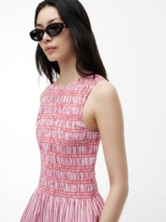 Stripe Smock Sleeveless Fit And Flare Maxi Dress — Pink 3