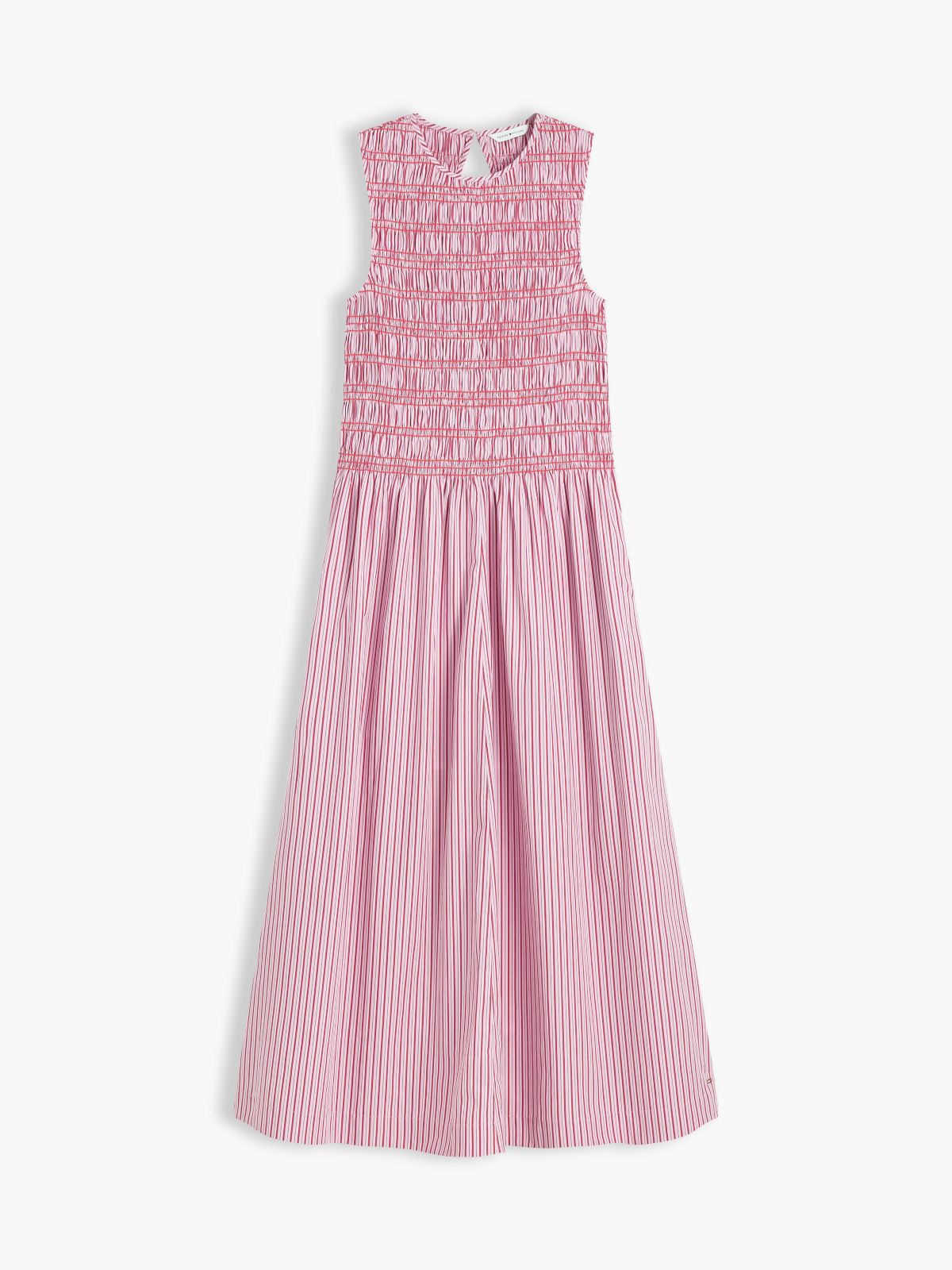 Stripe Smock Sleeveless Fit And Flare Maxi Dress — Pink