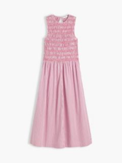 Stripe Smock Sleeveless Fit And Flare Maxi Dress — Pink 5