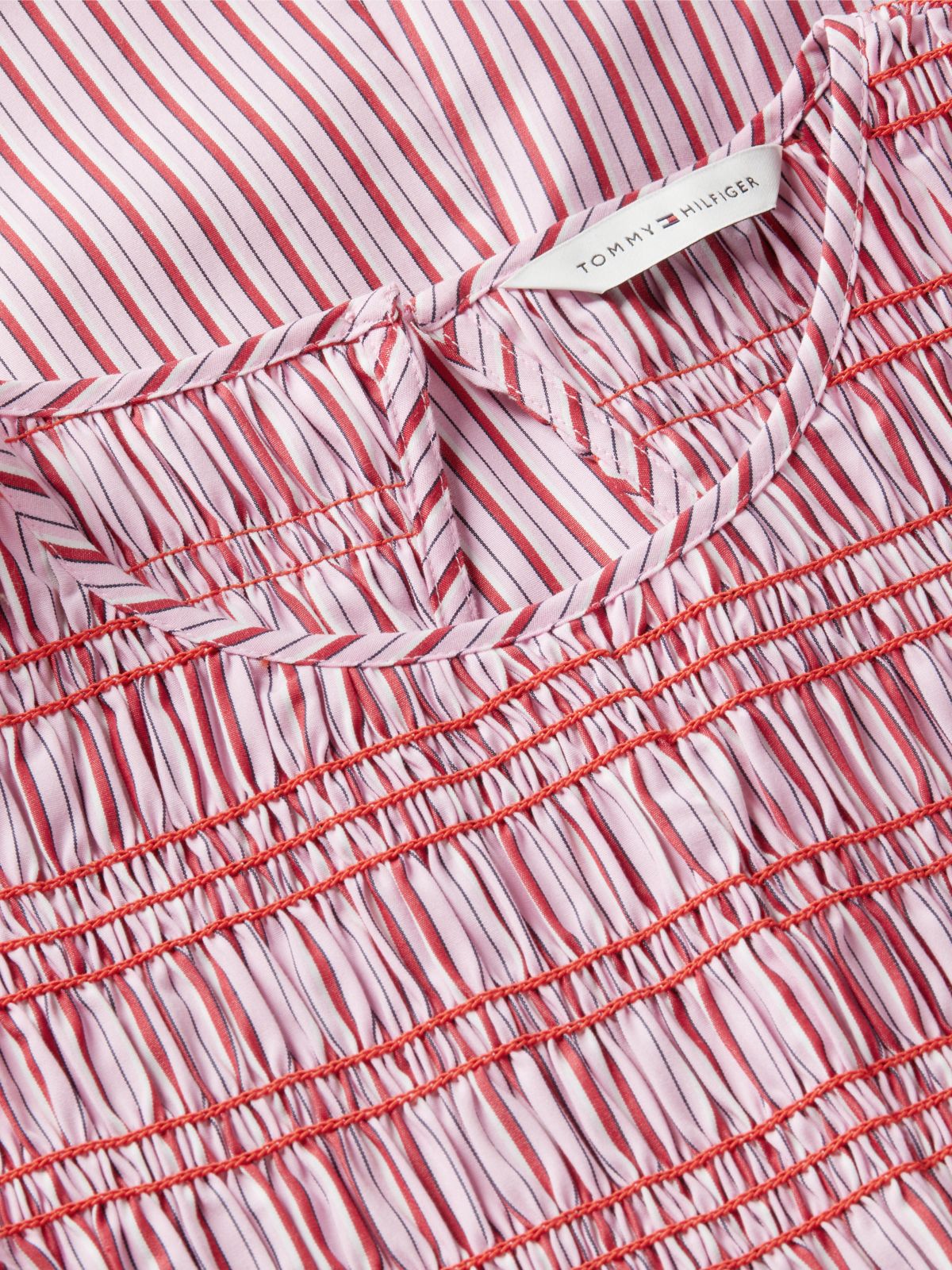 Stripe Smock Sleeveless Fit And Flare Maxi Dress — Pink