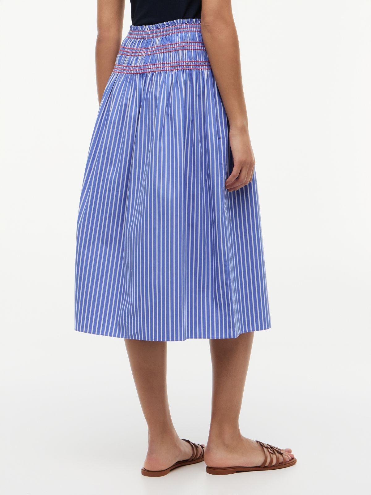 Smock Stripe Topstitch Midi Skirt — Multi