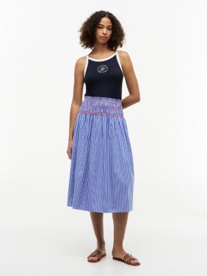 gonna midi a righe con cuciture a contrasto multi da donne tommy hilfiger