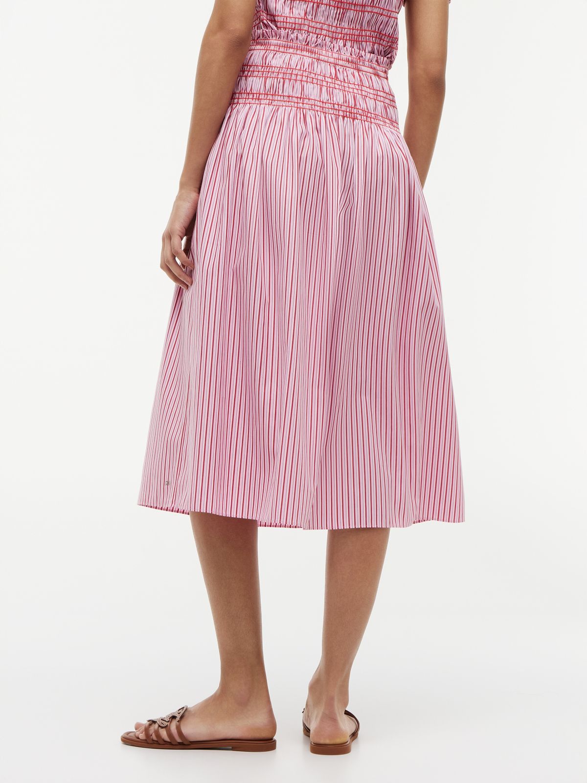 Smock Stripe Topstitch Midi Skirt — Multi