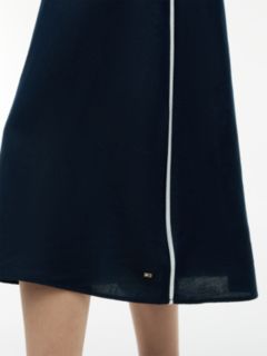 Gold-Tone Button Linen Blend Maxi Dress — Blue 2