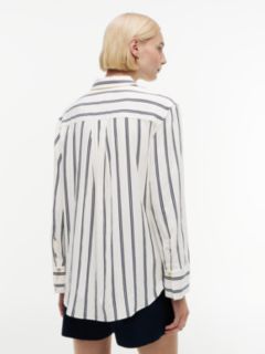 Relaxed Fit Gold-Tone Button Stripe Shirt — Beige 4