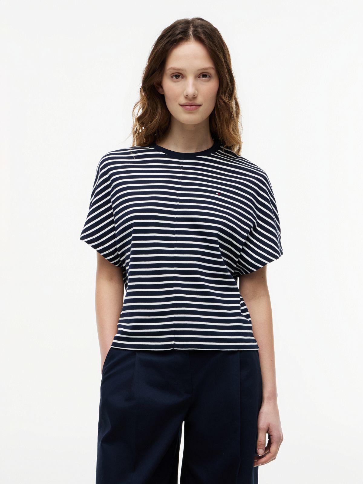 Batwing Sleeve Crew Neck T-Shirt — Blue