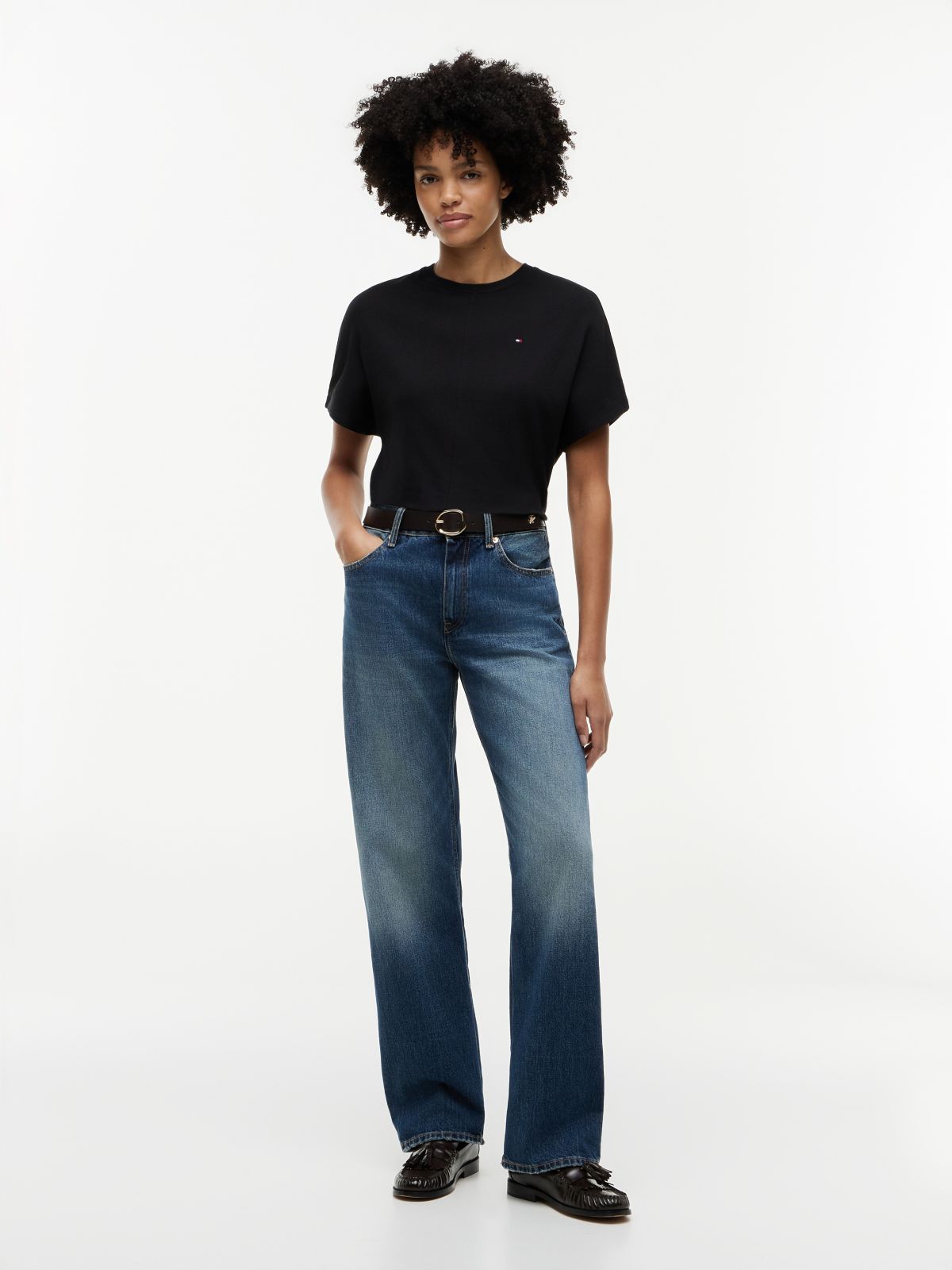 Batwing Sleeve Crew Neck T-Shirt — Black