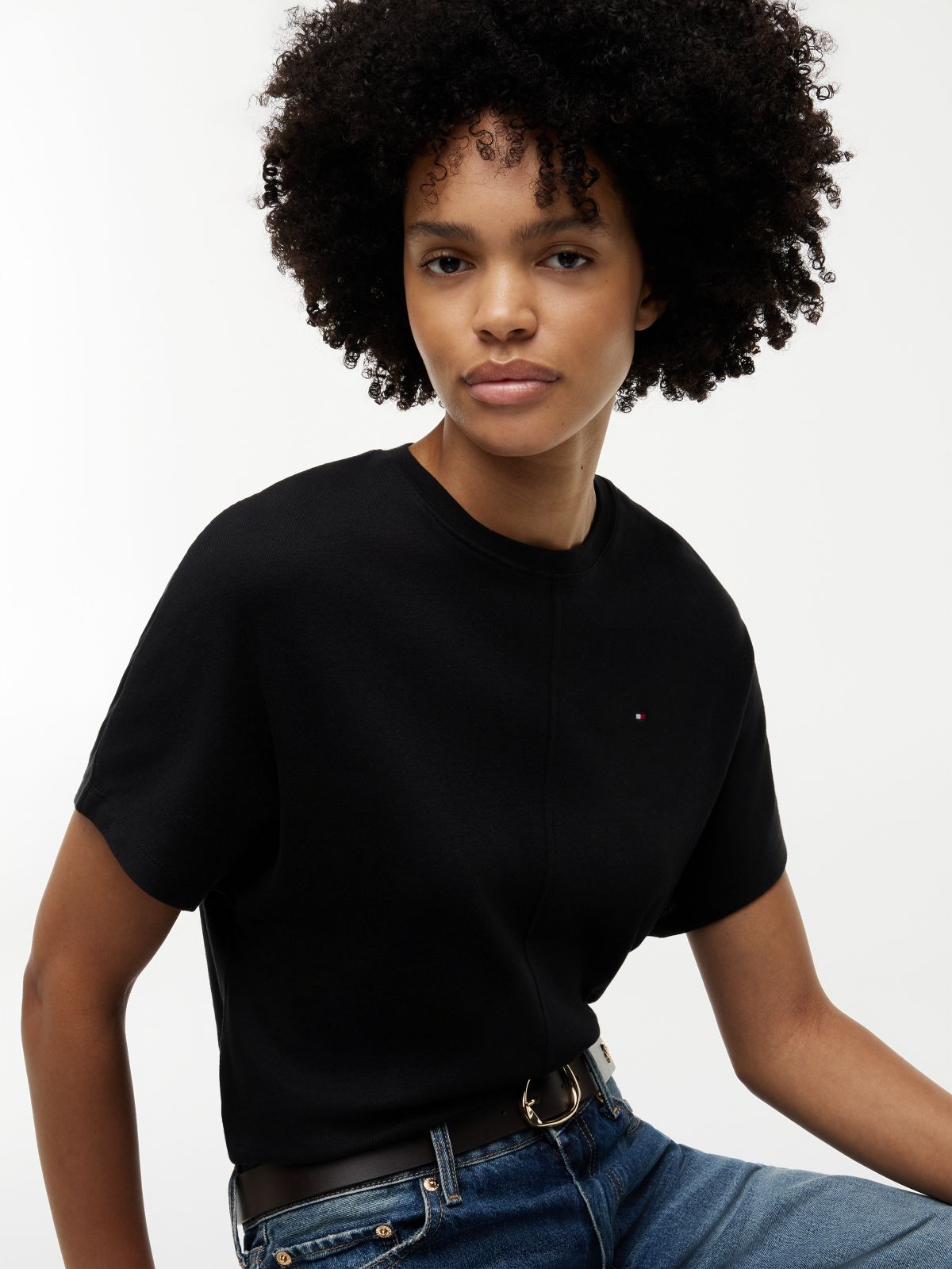 Batwing Sleeve Crew Neck T-Shirt — Black