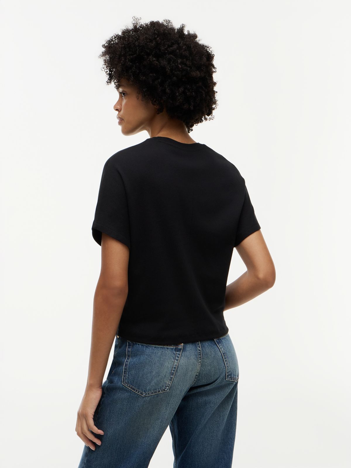 Batwing Sleeve Crew Neck T-Shirt — Black