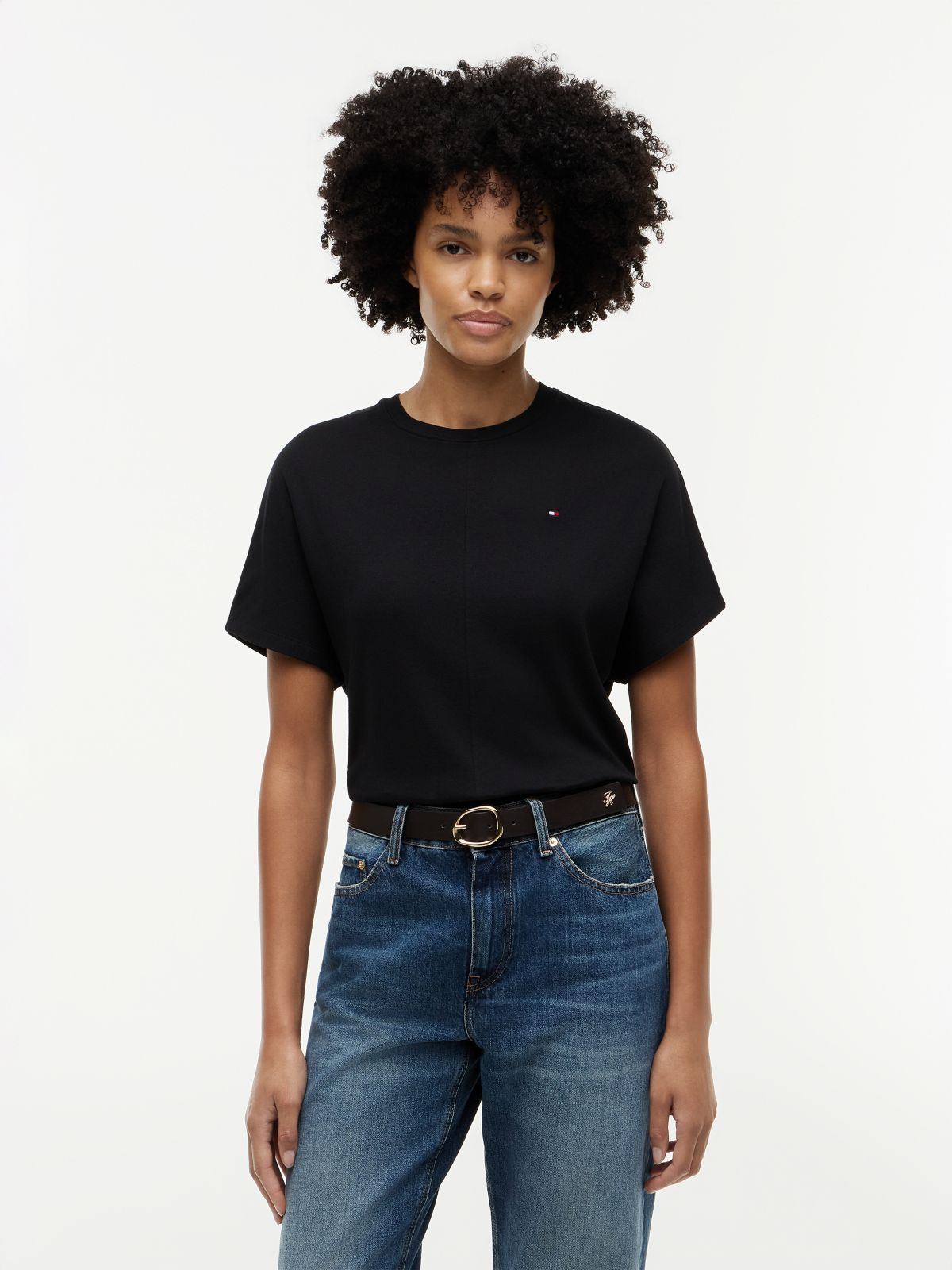 Batwing Sleeve Crew Neck T-Shirt — Black