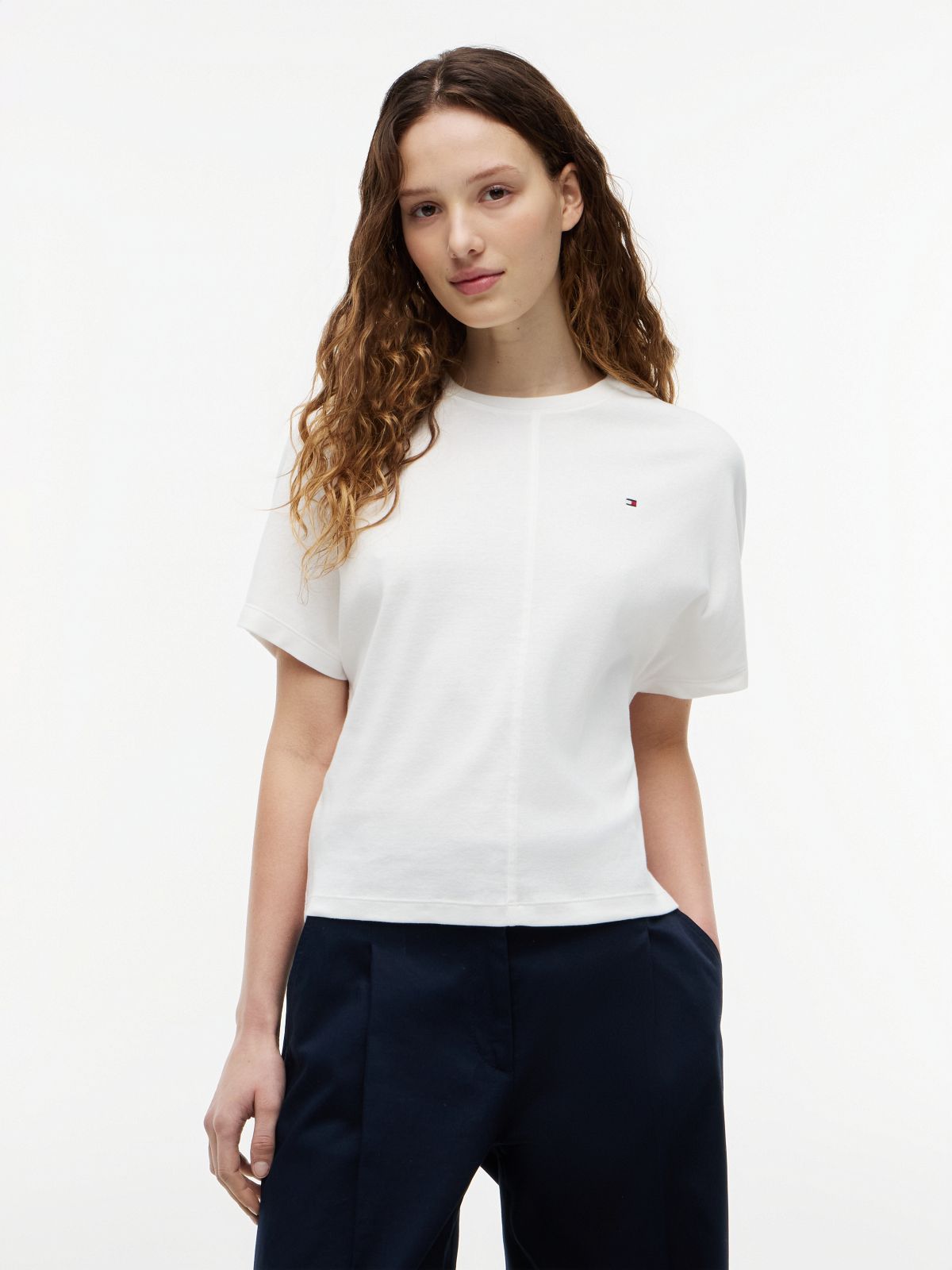 Batwing Sleeve Crew Neck T-Shirt — White