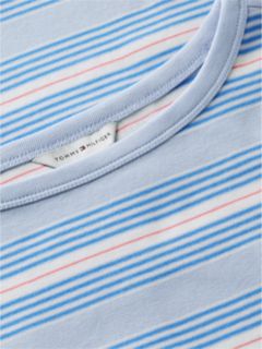 Boat Neck Slim Three-Quarter Sleeve T-Shirt — Blue 6