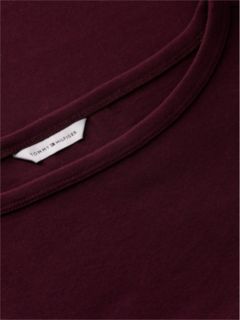 Boat Neck Slim Three-Quarter Sleeve T-Shirt — Red 6
