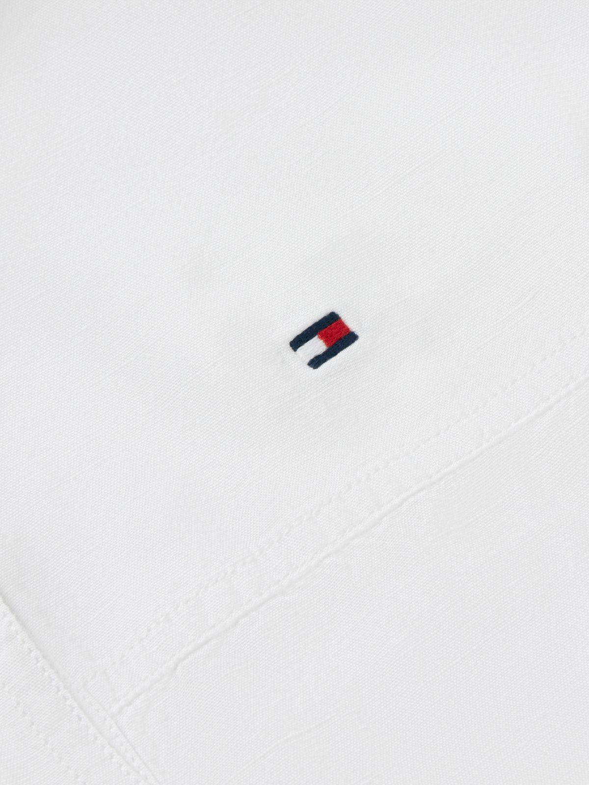Relaxed Fit Drawstring Shirt With Linen — White