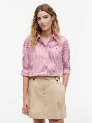 pink boxy fit poplin shirt for women tommy hilfiger