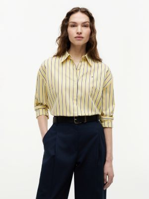 yellow boxy fit poplin shirt for women tommy hilfiger