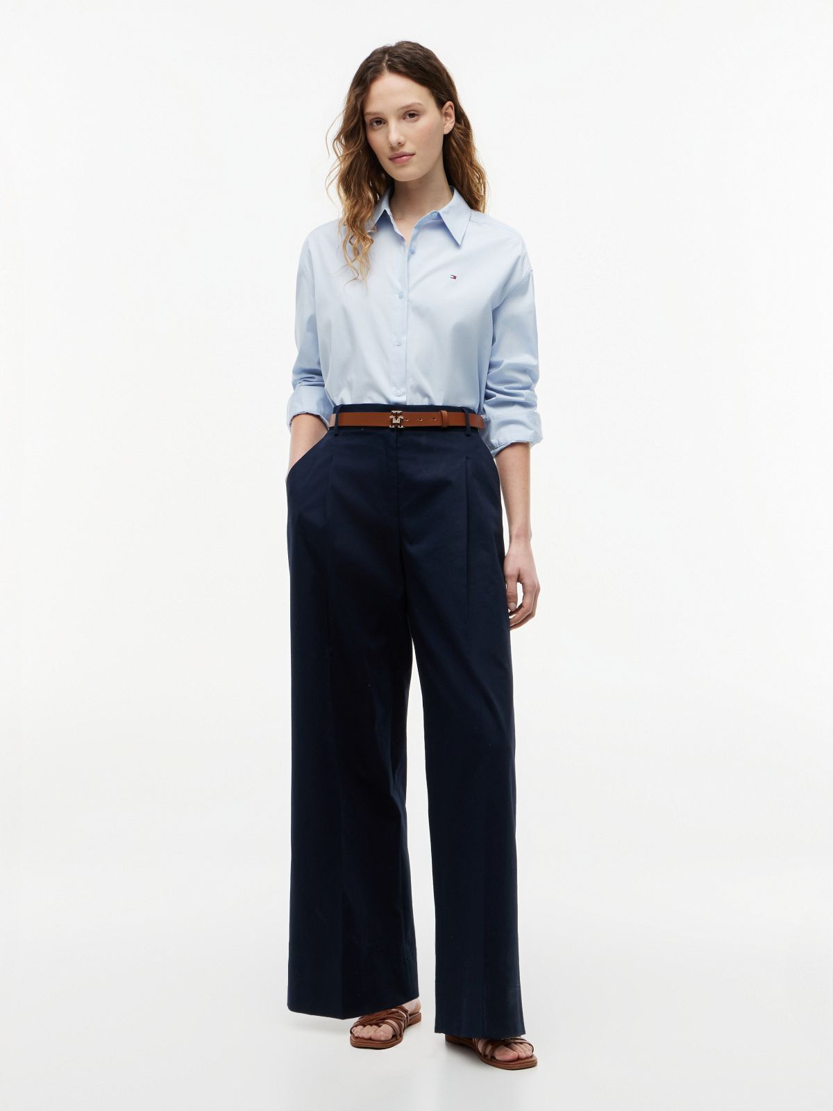 Boxy Fit Poplin Shirt — Blue