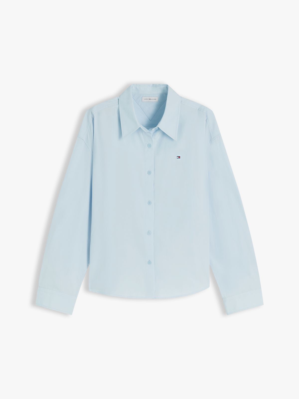 Boxy Fit Poplin Shirt — Blue