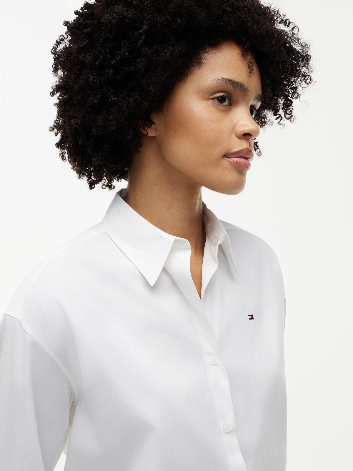 Boxy Fit Poplin Shirt — White