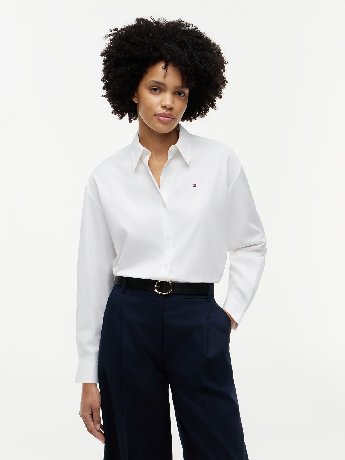 Boxy Fit Poplin Shirt — White