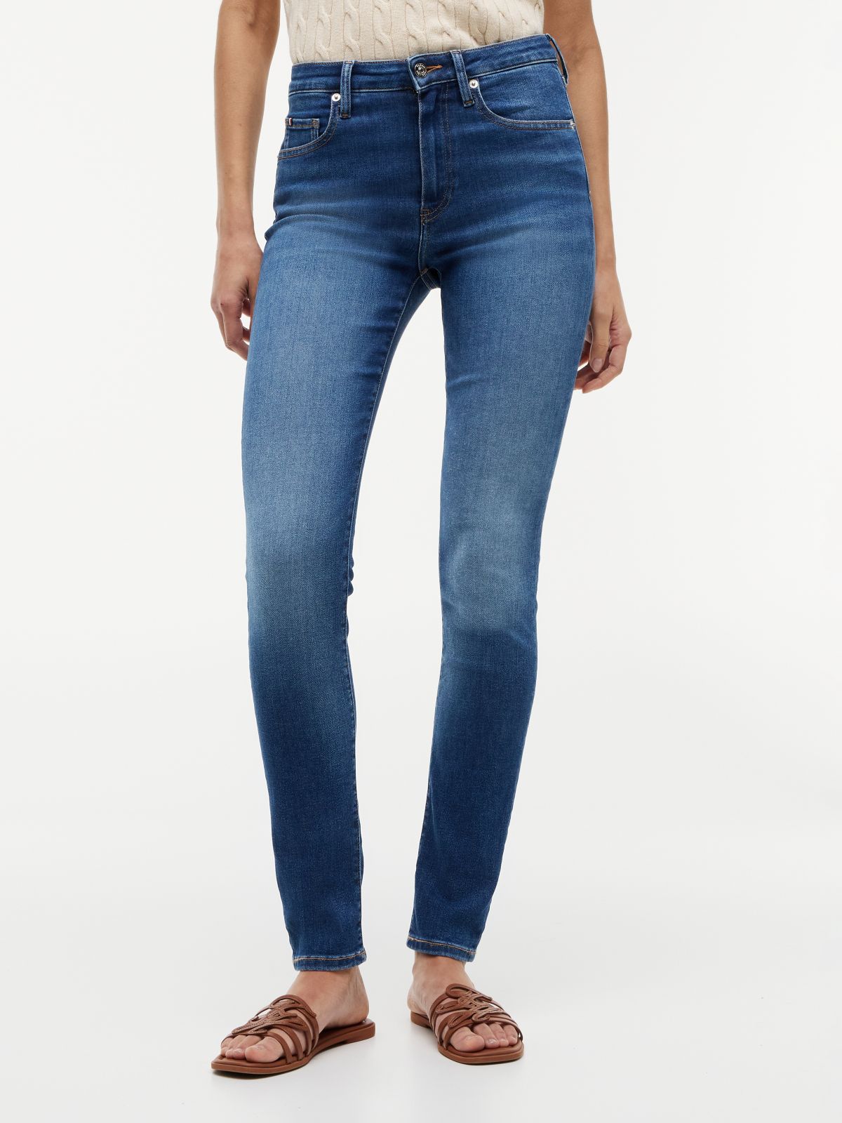 Como Mid Rise Skinny Whiskered Jeans — Blue