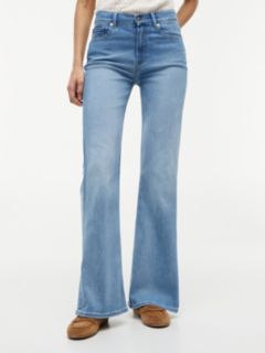 Whiskered Mid Rise Flared Jeans — Blue 2