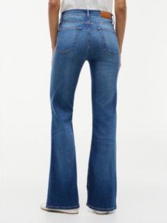Whiskered Mid Rise Flared Jeans — Blue 4