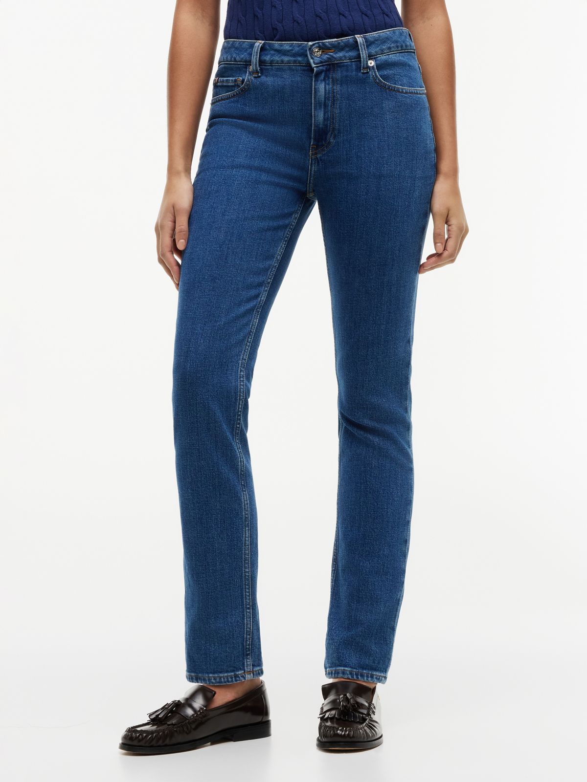Mid Rise Slim Jeans — Blue