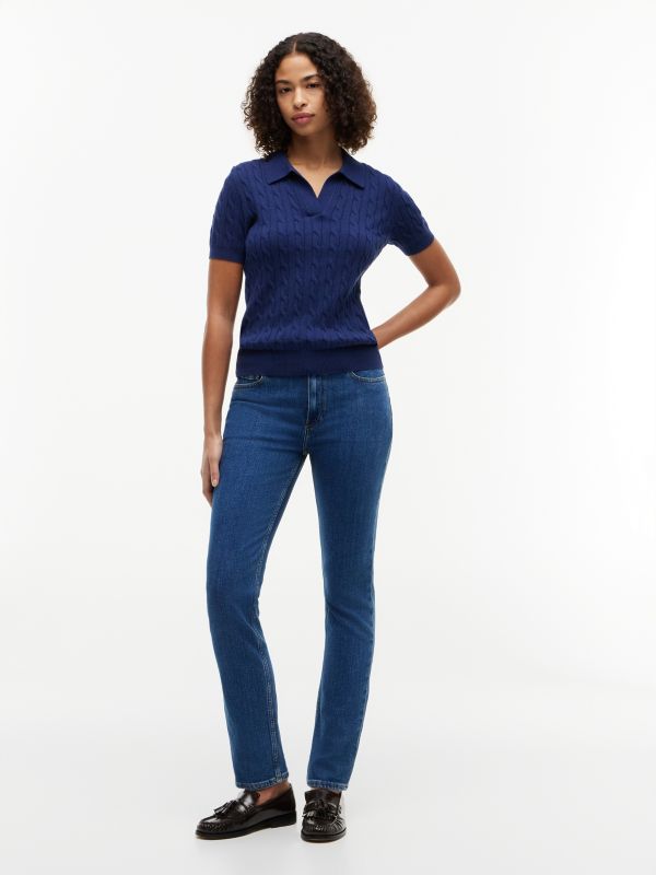 Mid Rise Slim Jeans — Blue