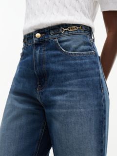 Flag Horsebit Regular Tapered Ankle Jeans — Blue 3