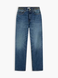 Flag Horsebit Regular Tapered Ankle Jeans — Blue 5