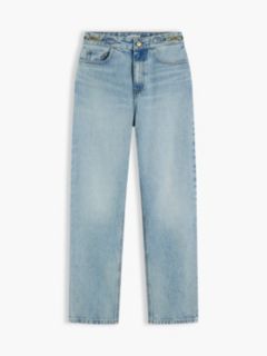 Flag Horsebit Regular Tapered Ankle Jeans — Blue 5