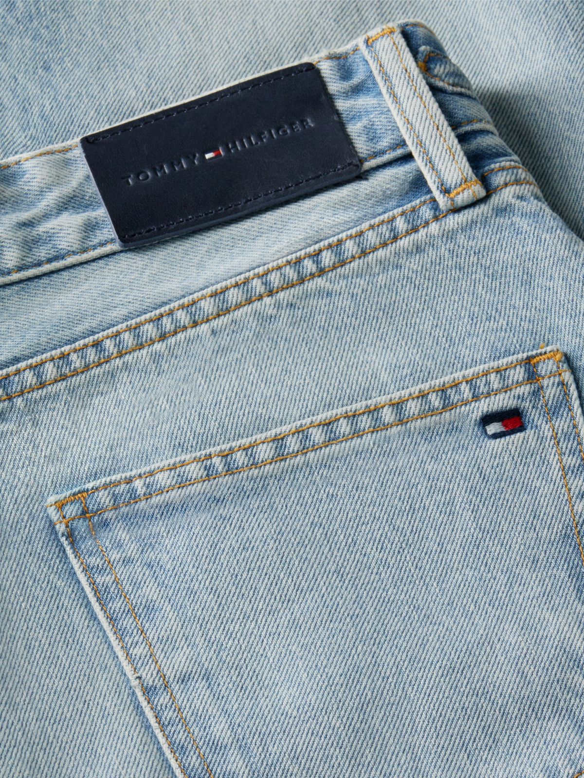 Flag Horsebit Regular Tapered Ankle Jeans — Blue
