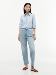 Flag Horsebit Regular Tapered Ankle Jeans — Blue 1