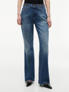 Flag Horsebit Mid Rise Flared Jeans — Blue 2